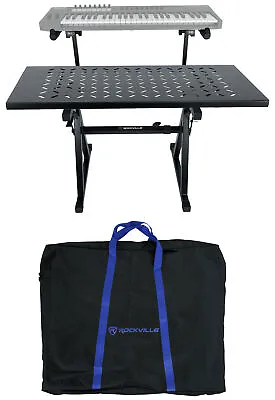 Rockville Z55 Z-Style 2-Tier Keyboard Stand+Bag+Shelf To Turn Into DJ Table • $124.95