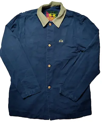 VTG LA MARTINA Men Large Blue 100% Cotton Long Sleeve Polo Chore Jacket • $47.99