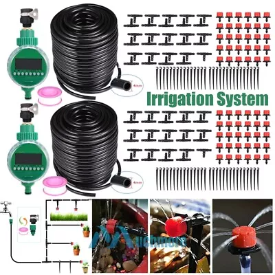 164ft Plant Garden Drip Irrigation System Hose Spray Watering Sprinkler DIY Kit • £9.43