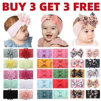 Baby Rabbit Headband Floral Elastic Bowknot Hair Band Girls Bow-knot Newborn Bow • £1.96