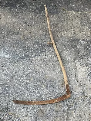 Antique Hay Scythe 58  Snathe With Handles 30  L Grass Blade Good Wall Hanger • $29.99