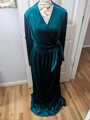 Women's Vintage Emerald Green Velvet Evening Dress By Evelyn Pearson SizeM • $99.99