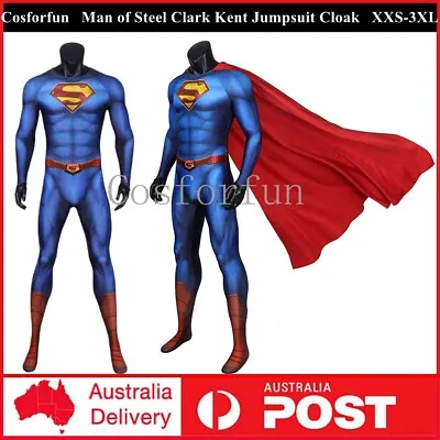 Deluxe Superman Man Of Steel Clark Kent Jumpsuit Cloak Cosplay Costume Book Week • $131