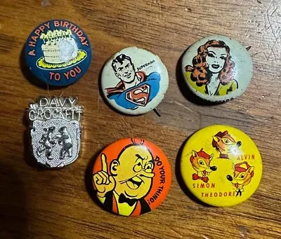 Vintage Pep Dietz Pin Button Superman Brenda Starr Chip Monks Davy Crockett • $32.50