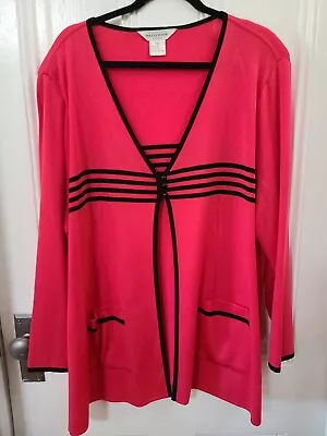 Exclusively Misook Woman 3X Acrylic Cardigan Sweater Pink & Black • $30