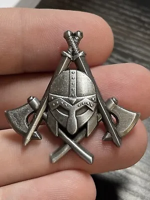 Viking Masonic Freemason Pin In Antique Silver • $16