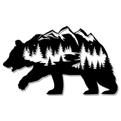 Black Rustic Bear Metal Wall Decor Forest Art For Cabin Living Room Bedroom NEW • $15.99