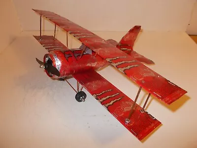 Aluminum Soda Can Handcrafted Airplane/MONSTER-RED (BI-PLANE) • $55