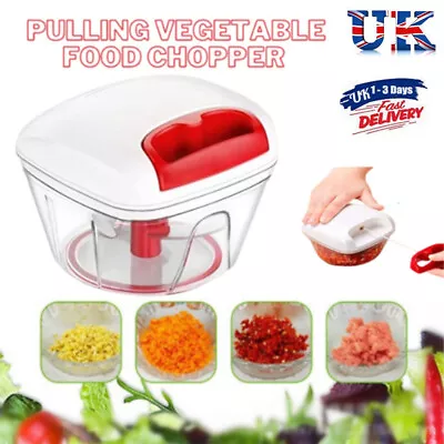 Vegetable Onion Garlic Chopper Manual Pull Rope Food Hand Held Dicer Slicer UK • £6.59
