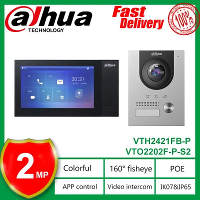 Dahua Video Intercom 2MP 2-wire Door Station Monitor VTH2421FB-P VTO2202F-P-S2 • $147.25