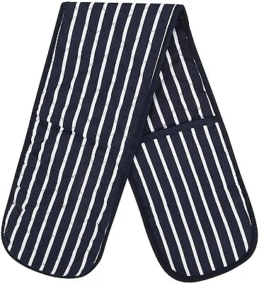 £3.49 • Buy 100% Cotton  Double Oven Gloves Mitts Butcher Stripe Kitchen Apron Quilted