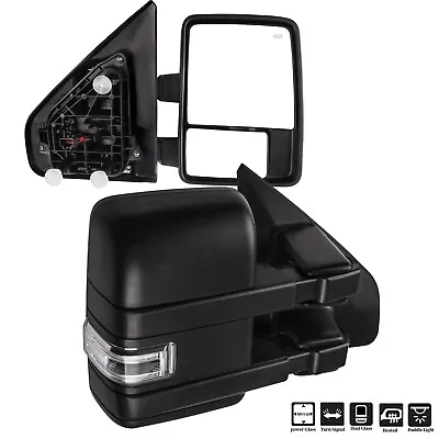 2PCS Tow Mirrors W/Side LED Turn Signal Power Heated For 04-14 Ford F150 Truck • $163.79