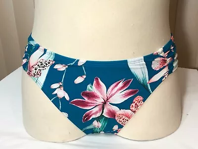 La Blanca Bikini Bottom 10 Shirred Sides Swim Brief Green Floral LB0M096 Womens • $16.99