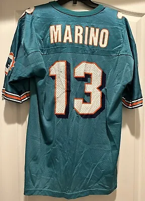 $29.95 • Buy Champion Jersey Mens Size 44 Miami Dolphins #13 Dan Marino Aqua NFL Vintage 