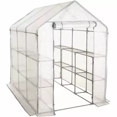 £105 • Buy Wilko Large Walk-in Greenhouse With 12 Metal Shelves And Roll Up Zip Panel Door