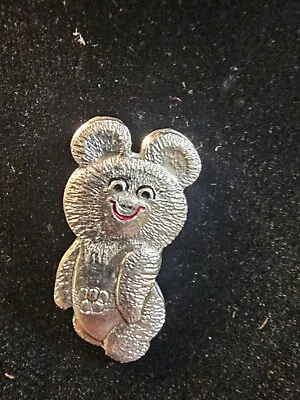 Vtg MISHA BEAR Olympics Olympic Games Silver Color Pin Rings Hat Bag Collect • $7.50