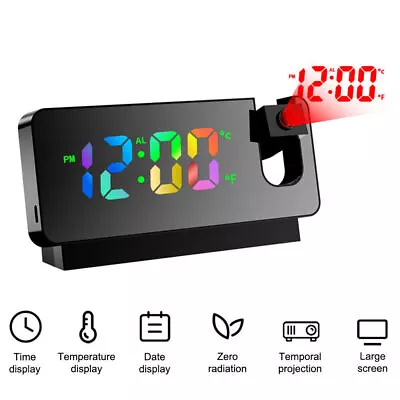 £10.99 • Buy Smart Alarm Clock USB Digital Projection Temperature Time Projector LED Bedside