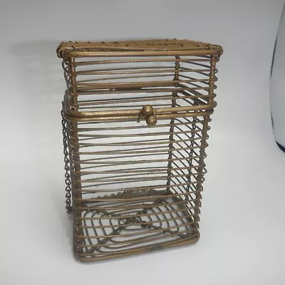 Small Metal Wire Hanging Cage Vintage Handmade • $24.98