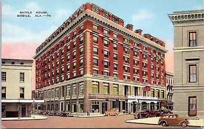 Battle House Hotel Mobile Alabama - 1940s Linen Postcard - Old Cars • $6.99