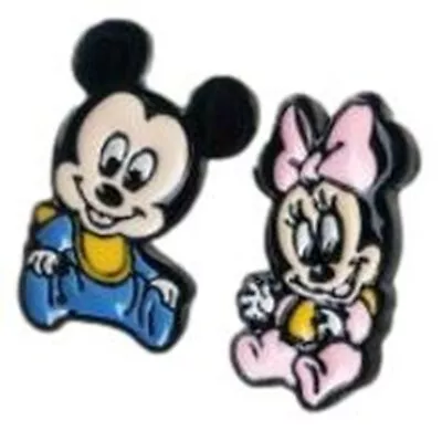 Baby Mickey And Minnie Mouse Metal Enamel Stud Earrings • $6.99