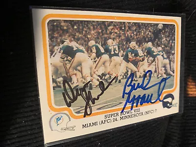 Signed Fleer. Super Bowl VIII Dolphins Vikings Bud Grant Don Shula • $200