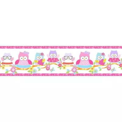 £8.49 • Buy Self Adhesive Border Olive The Owl Pink Design Kids Bedroom Girls Wallpaper