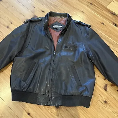 Vintage Members Only Black Leather Jacket Sz 44 80s Back To The Future • $32