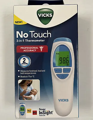 Vicks No Touch Thermometer Measures Forehead Object Liquid Temperature Fever • $9.95