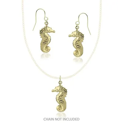 14k Gold Plated - 1  Seahorse Earrings And Pendant Set • $13.99
