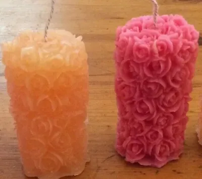 1 X 7cm Tall X 4cm Wide Custom Scented Pastel Handmade Rose Pillar Candle • £4