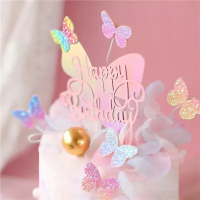 Happy Birthday Sign 3D Butterfly Cake Toppers • $9.98