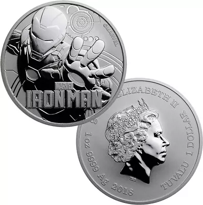 2018 $1 Tuvalu 1 Oz .999 Silver Marvel Series Iron Man  • $31