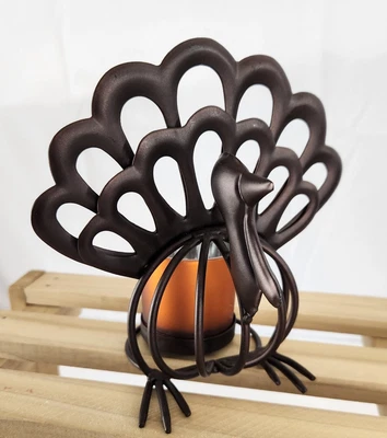 $11.25 • Buy Yankee Candle Metal Thanksgiving Turkey With Fall Festive Votive Candle Holder 