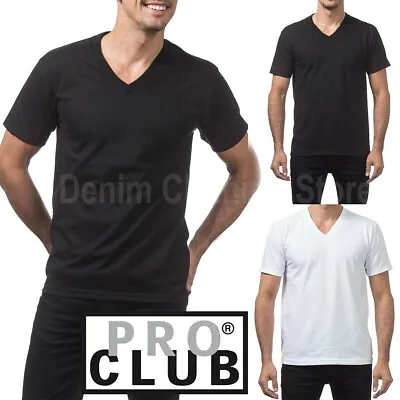 $14.95 • Buy Pro Club V Neck T Shirts Plain Mens Comfort Shirt Short Sleeve Big And Tall