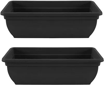£5.90 • Buy 2 X Trough Plant Pot Long Plastic Planter Outdoor Garden Window Herb Flower Box