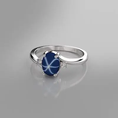 $137.95 • Buy Lab-created Cornflower Blue Star Sapphire Ring Sterling Silver 925 