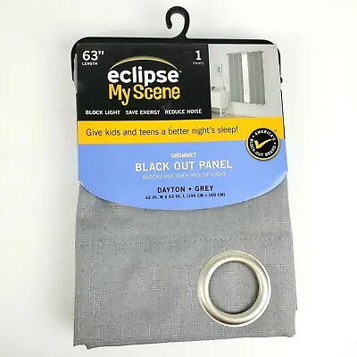 Eclipse One Rod Pocket Panel Black Out Curtain 1 Panels 42x63 Dayton Light Gray • $9.19