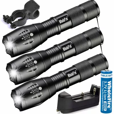 Super-Bright 90000 Lumens T6 LED Tactical Flashlight 5 Modes Zoom Torch 1-3 Pack • $23.98