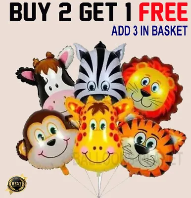 6 X Animal Foil Balloons Safari Party Farm Birthday Balloons Jungle Monkey Head • $3.05