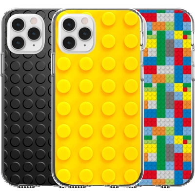 Silicone Cover Case Cute Pattern Abstract Building Blocks Yellow Red Black Blue • £10.55