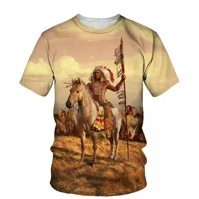 Native American Indian Spiritial Chief 3D Print Men Women Short Sleeve T-Shirt  • $18.98