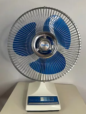 Vintage Galaxy 12  Blue Blade 3 Speed Oscillating Fan Type 12-1 Style L White K1 • $67.99