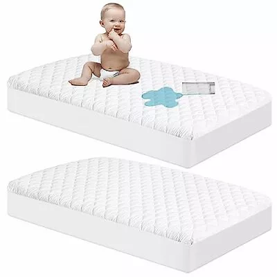 2 Pack Waterproof Mini Crib Mattress Protector Quilted 24 X38  Fitted Mattres... • $27.72