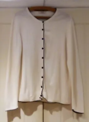 Ladies M&S Classic Light Cream Button Up Long Sleeve Cardigan UK 16 Used • £9