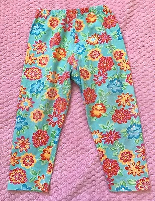 24M Girls Mulberribush Floral Blue Yellow Pink Teal Spring Play Stretch Pant • $2.50