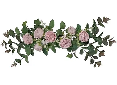 Pink & Eucalyptus Tea-Rose 24  Wall Door Silk Flower Arrangement Room Decor 2251 • $16.98