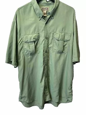 Duluth Trading Mens XL Armachillo Roll Tab Short Sleeve Button Shirt Green Solid • $19.95