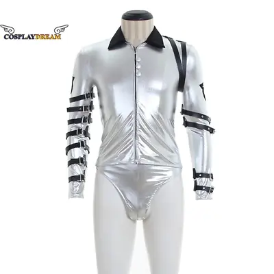 Punk MJ Michael Jackson Classic BAD Tour Silver Bodysuit Jacket Outerwear For Co • $121.31