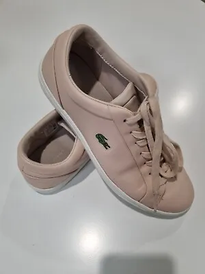 Lacoste Straightset Lace 317 Leather Sneaker Shoe Pink Women's Size US 8 • $55