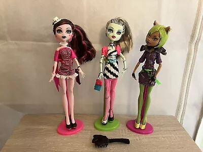 Doll Monster High Dawn Of The Dance 3 Pack Clawdeen Draculaura Frankie 2011 • $152.50